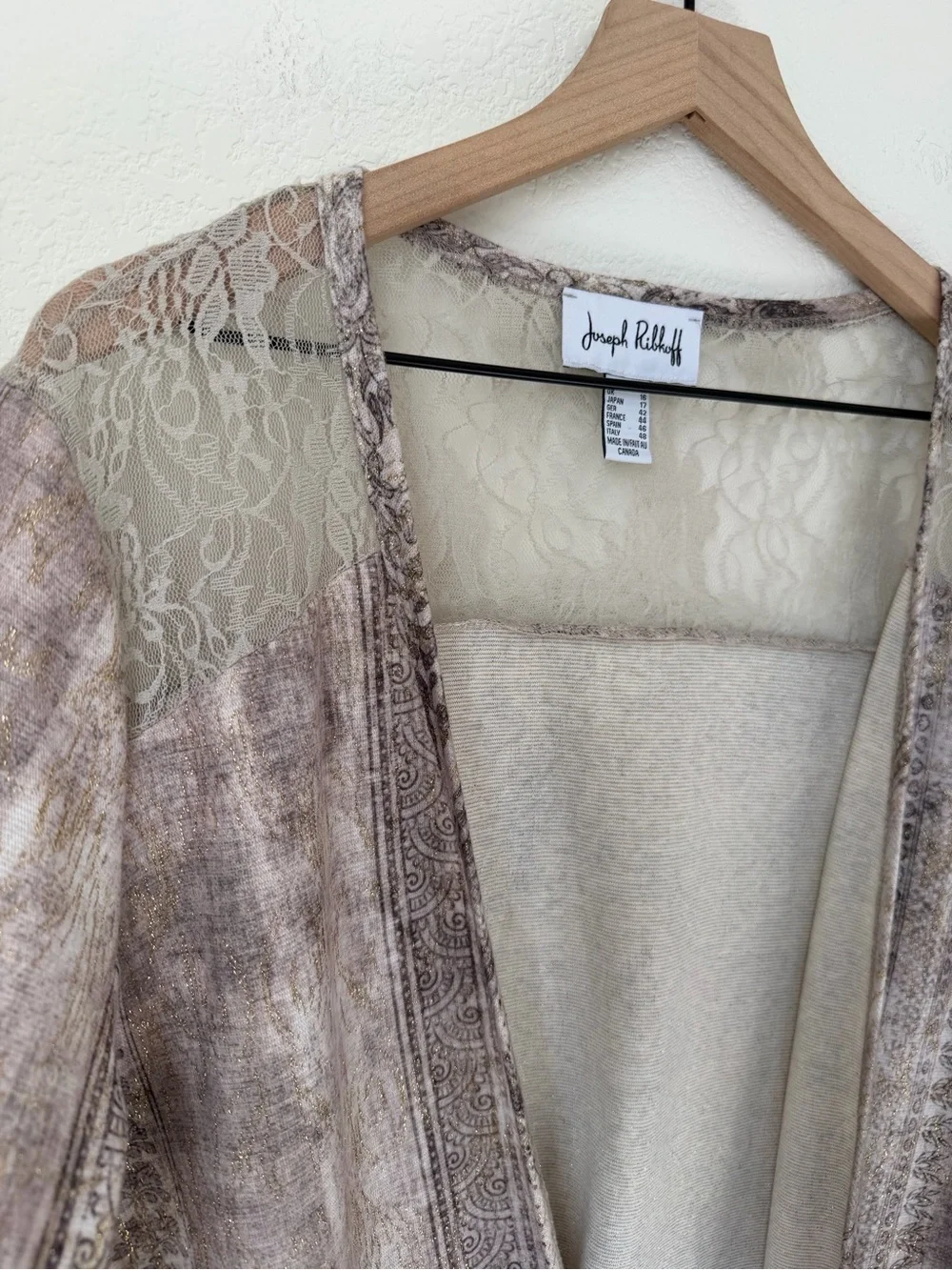 Joseph Ribkoff Beige/Taupe Open Cardigan Lace Trim Style 181657